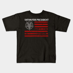 Satan For President I Satanic Baphomet Flag print Kids T-Shirt